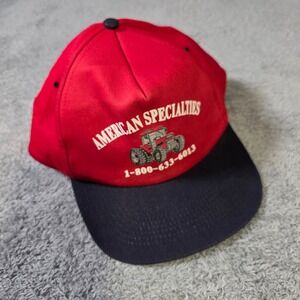 KC Mens OSFA Snapback Hat Red American Specialties Tractor Graphic Vintage Style